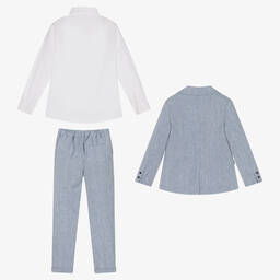 PAZ Rodríguez-Голубой льняной костюм для мальчиков | Childrensalon Outlet