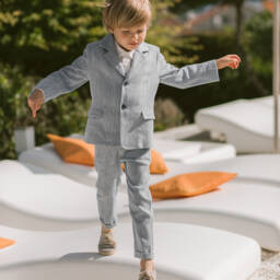 PAZ Rodríguez-Голубой льняной костюм для мальчиков | Childrensalon Outlet