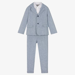 PAZ Rodríguez-Голубой льняной костюм для мальчиков | Childrensalon Outlet