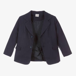 PAZ Rodríguez-Boys Navy Blue Linen Suit Set | Childrensalon Outlet