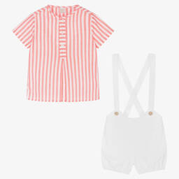 PAZ Rodríguez-طقم شورت قطن لون أحمر وأبيض للأولاد | Childrensalon Outlet