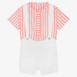 PAZ Rodríguez-طقم شورت قطن لون أحمر وأبيض للأولاد | Childrensalon Outlet