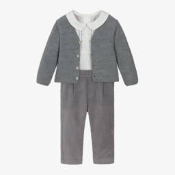 PAZ Rodríguez-Boys Velour Grey Trouser Outfit | Childrensalon Outlet