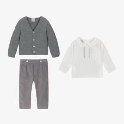 PAZ Rodríguez-Boys Velour Grey Trouser Outfit | Childrensalon Outlet