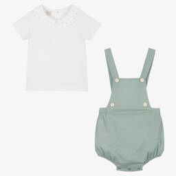 PAZ Rodríguez-Белый топ и зеленый полукомбинезон | Childrensalon Outlet