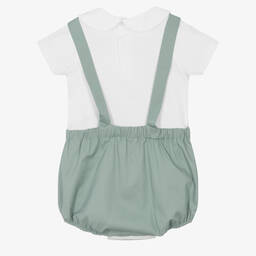 PAZ Rodríguez-Белый топ и зеленый полукомбинезон | Childrensalon Outlet