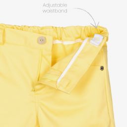 PAZ Rodríguez-طقم شورت أطفال ولادي مزيج قطن وكتان لون أصفر وأبيض | Childrensalon Outlet