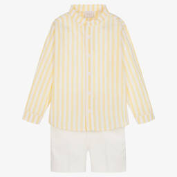 PAZ Rodríguez-Boys Yellow Stripe Shorts Set | Childrensalon Outlet