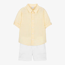 PAZ Rodríguez-Boys Yellow & White Cotton Shorts Set | Childrensalon Outlet