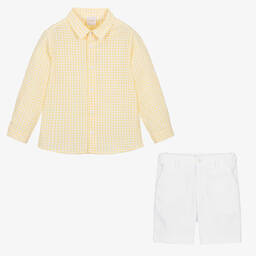 PAZ Rodríguez-Boys Yellow & White Cotton Shorts Set | Childrensalon Outlet
