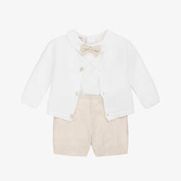 PAZ Rodríguez-Комплект льняных шортов бежевого цвета для мальчиков | Childrensalon Outlet