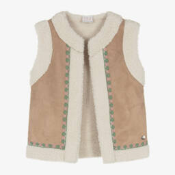 PAZ Rodríguez-Girls Beige Faux Suede Gilet | Childrensalon Outlet