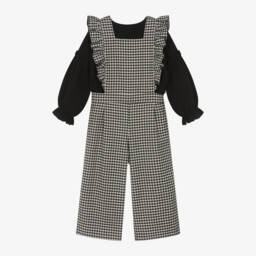 PAZ Rodríguez-Girls Checked Black Jumpsuit Ensemble | Childrensalon Outlet