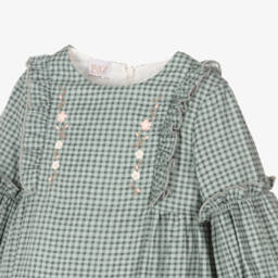 PAZ Rodríguez-Girls Checkered Green Cotton Dress | Childrensalon Outlet