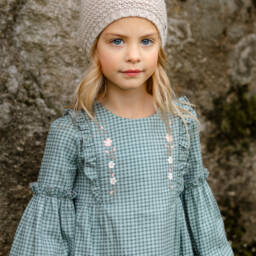 PAZ Rodríguez-Girls Checkered Green Cotton Dress | Childrensalon Outlet