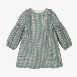 PAZ Rodríguez-Girls Checkered Green Cotton Dress | Childrensalon Outlet