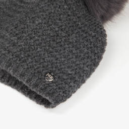 PAZ Rodríguez-Girls Grey Knitted Pom-Pom Hat | Childrensalon Outlet