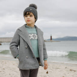 PAZ Rodríguez-Girls Grey Knitted Pom-Pom Hat | Childrensalon Outlet