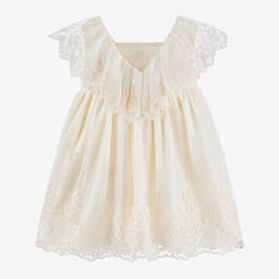 PAZ Rodríguez-Girls Ivory Embroidered Tulle  Dress | Childrensalon Outlet