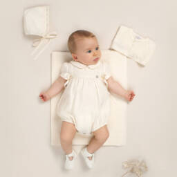 PAZ Rodríguez-Girls Ivory Lace Cotton Bonnet | Childrensalon Outlet
