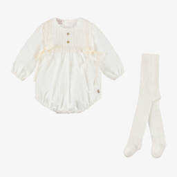 PAZ Rodríguez-طقم تبّان دانتيل لون عاجي للاطفال | Childrensalon Outlet