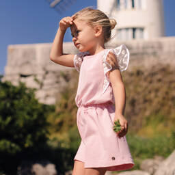 PAZ Rodríguez-Girls Pink Cotton Playsuit | Childrensalon Outlet