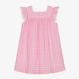 PAZ Rodríguez-Girls Pink Gingham Seersucker Dress | Childrensalon Outlet