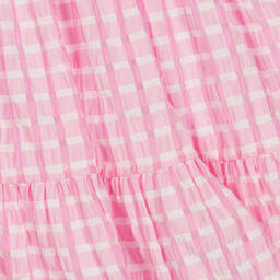 PAZ Rodríguez-Girls Pink Shirred Gingham Seersucker Dress | Childrensalon Outlet