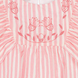 PAZ Rodríguez-Хлопковая блузка в розовую полоску с рюшами для девочек | Childrensalon Outlet