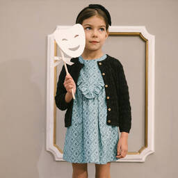 PAZ Rodríguez-Girls Teal Blue Cotton Floral Dress | Childrensalon Outlet