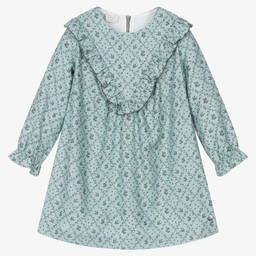 PAZ Rodríguez-Girls Teal Blue Cotton Floral Dress | Childrensalon Outlet
