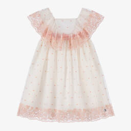PAZ Rodríguez-Girls Tulle Dress in Ivory & Pink | Childrensalon Outlet