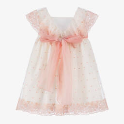 PAZ Rodríguez-Girls Tulle Dress in Ivory & Pink | Childrensalon Outlet