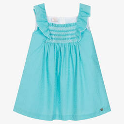 PAZ Rodríguez-Girls Turquoise Blue Cotton Dress | Childrensalon Outlet