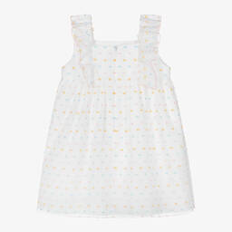 PAZ Rodríguez-Girls White Cotton Plumeti Dress | Childrensalon Outlet