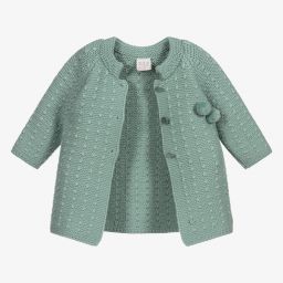 PAZ Rodríguez-Green Knitted Wool Baby Coat  | Childrensalon Outlet
