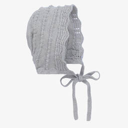 PAZ Rodríguez-Grey Merino Wool Knitted Baby Bonnet | Childrensalon Outlet