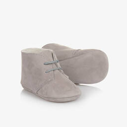 PAZ Rodríguez-Grey Suede Lace-Up Pre-Walkers | Childrensalon Outlet