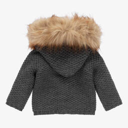 باز رودريغيز-معطف صوف مزيج صوف محبوك لون رمادي داكن للأطفال | Childrensalon Outlet