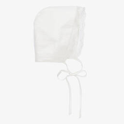 PAZ Rodríguez-Кремовый хлопковый чепчик с кружевом | Childrensalon Outlet