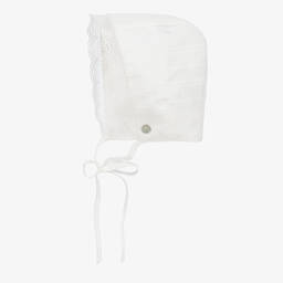 PAZ Rodríguez-Кремовый хлопковый чепчик с кружевом | Childrensalon Outlet