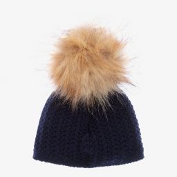 PAZ Rodríguez-Синяя шапка с помпоном из искусственного меха | Childrensalon Outlet