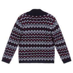 PAZ Rodríguez-كارديغان صوف محبوك لون كحلي، أحمر ورمادي | Childrensalon Outlet