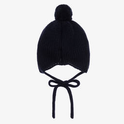 PAZ Rodríguez-Navy Blue Wool Knit Pom-Pom Hat | Childrensalon Outlet
