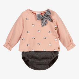 PAZ Rodríguez-Pink & Grey Cotton Shorts Set  | Childrensalon Outlet