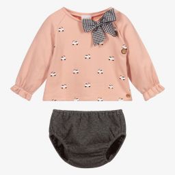 PAZ Rodríguez-Pink & Grey Cotton Shorts Set  | Childrensalon Outlet