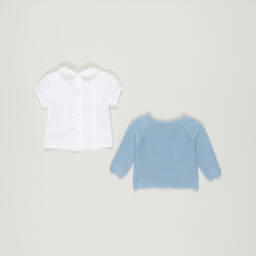 PAZ Rodríguez-Preloved Boys White & Blue Top Set (9 months) | Childrensalon Outlet