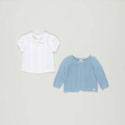 PAZ Rodríguez-Preloved Boys White & Blue Top Set (9 months) | Childrensalon Outlet