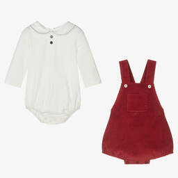 PAZ Rodríguez-Red Dungaree Shorts Baby Set | Childrensalon Outlet