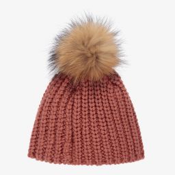 PAZ Rodríguez-Red Fur Pom-Pom Hat | Childrensalon Outlet